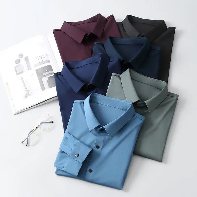 Men's Grey Slim Fit Long Sleeve Shirt - Image 12