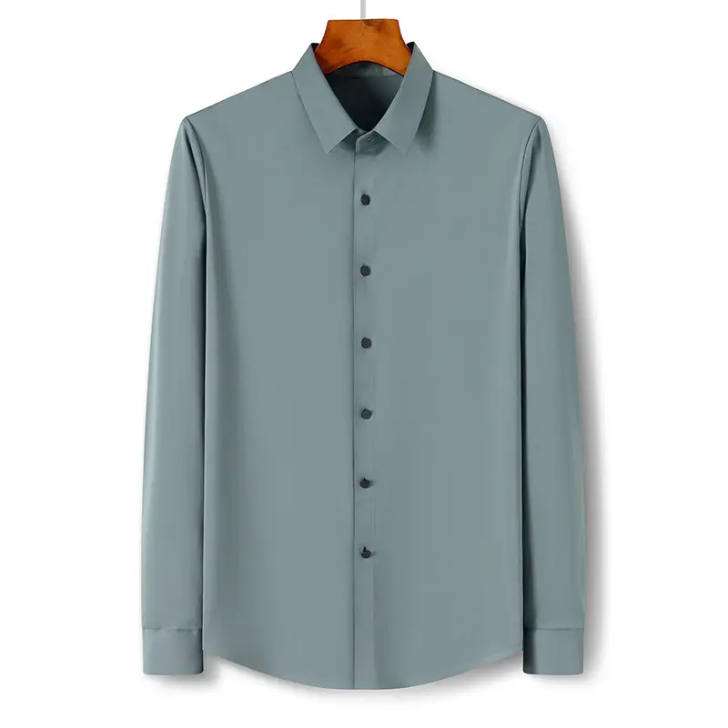 Men's Grey Slim Fit Long Sleeve Shirt - Image 13