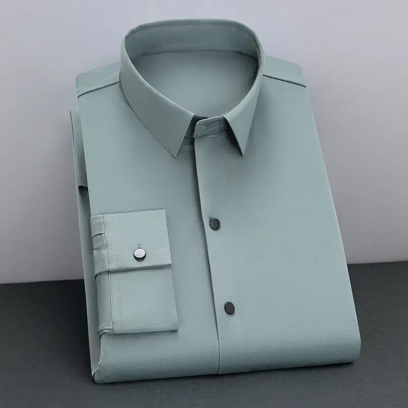 Men's Grey Slim Fit Long Sleeve Shirt - Image 2
