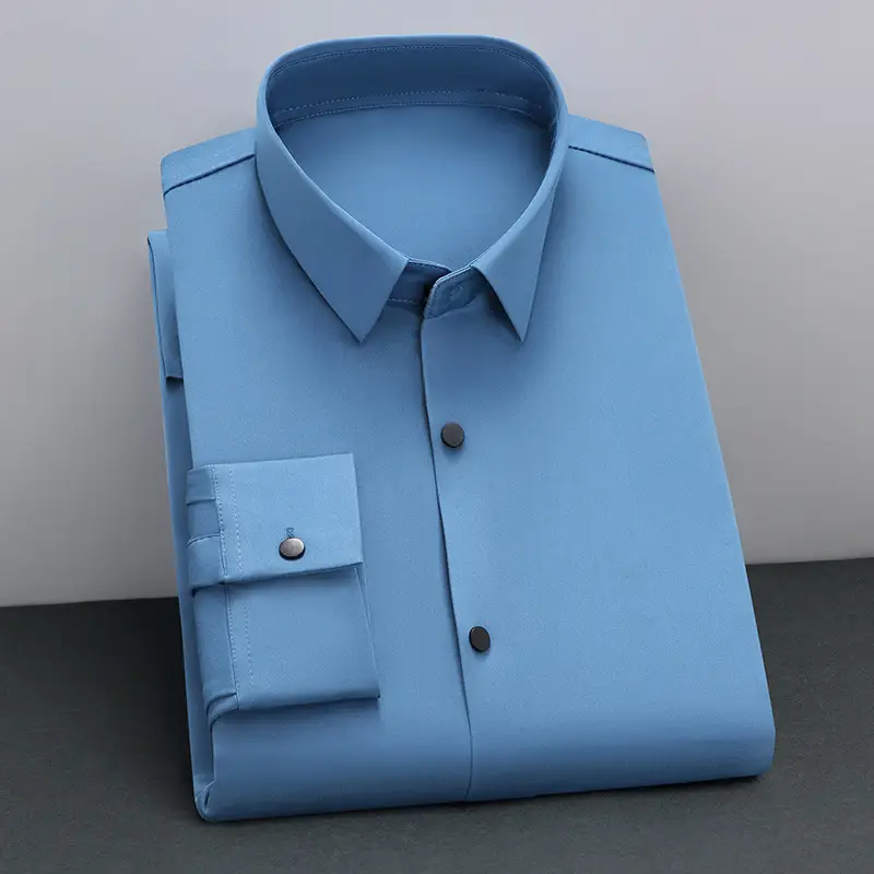 Men's Grey Slim Fit Long Sleeve Shirt - Image 3