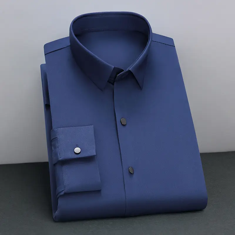Men's Grey Slim Fit Long Sleeve Shirt - Image 4