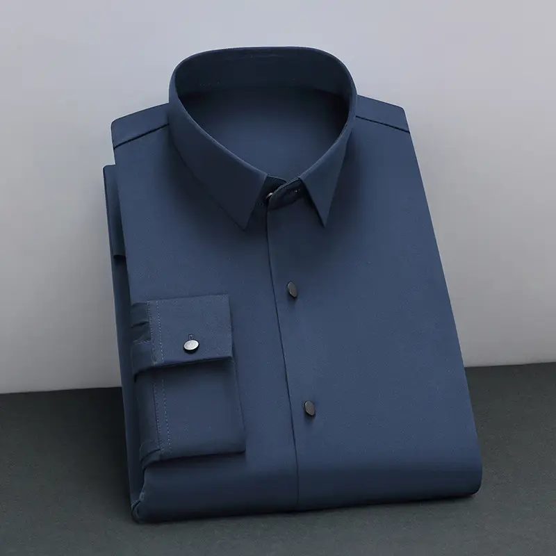 Men's Grey Slim Fit Long Sleeve Shirt - Image 5