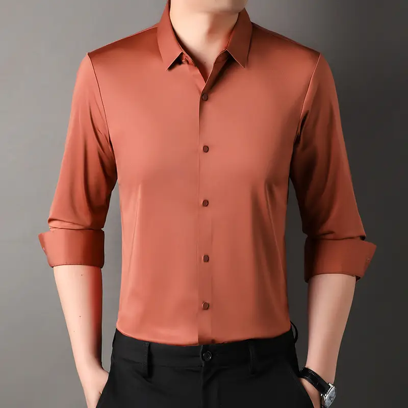 Men's Grey Slim Fit Long Sleeve Shirt - Image 8