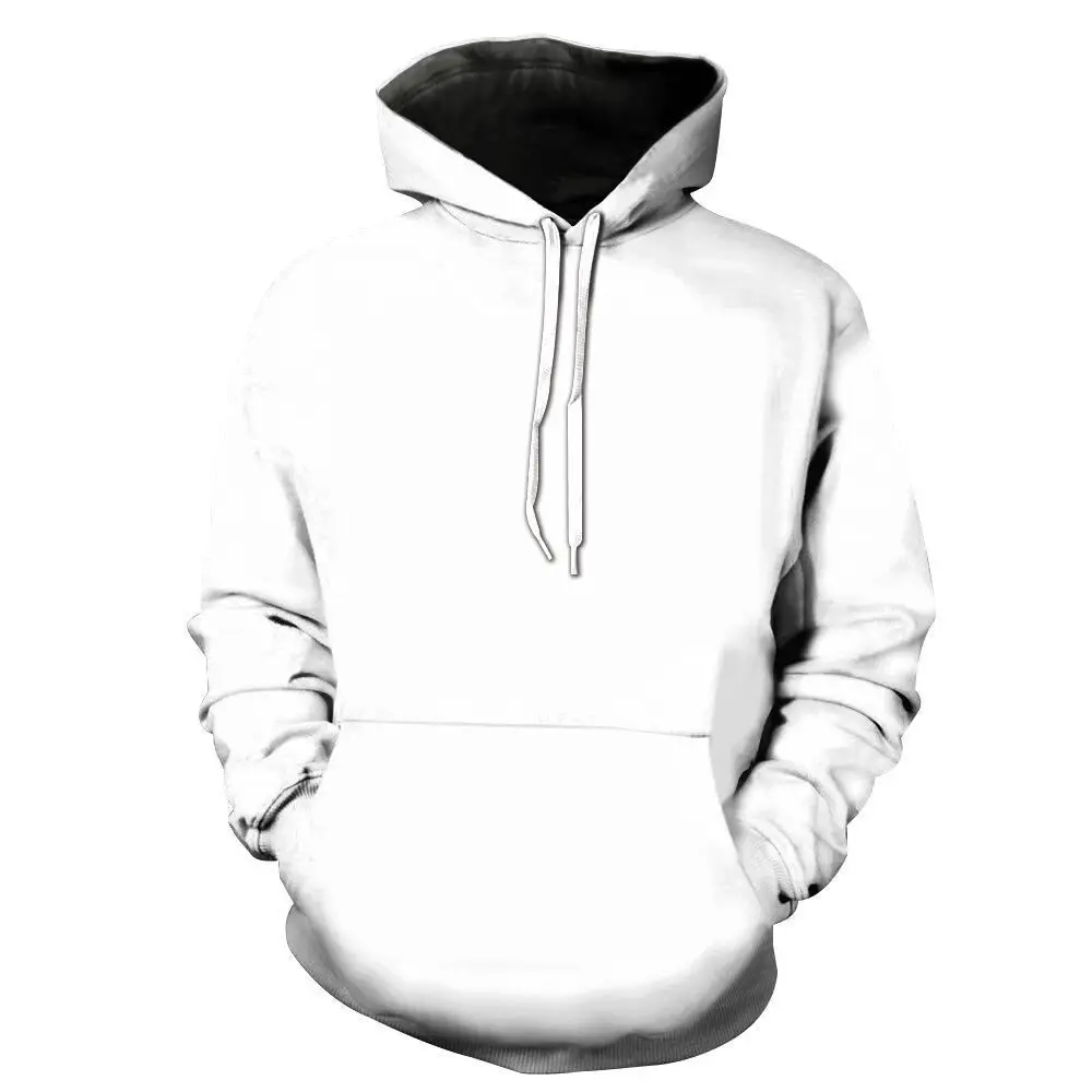3D Digital Printed Hooded Sweatshirt White Customizable