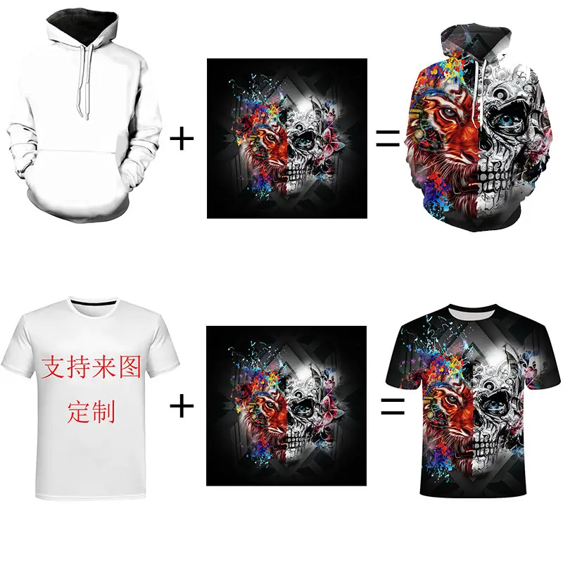 3D Digital Printed Hooded Sweatshirt White Customizable — feature 13