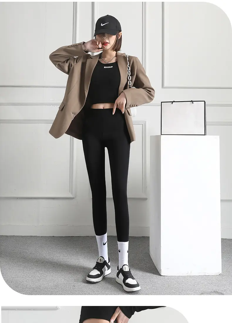 Women's Velvet High Waist Sports Leggings Brown — feature 23