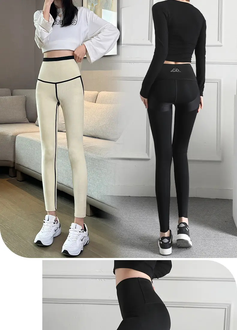 Women's Velvet High Waist Sports Leggings Brown — feature 25