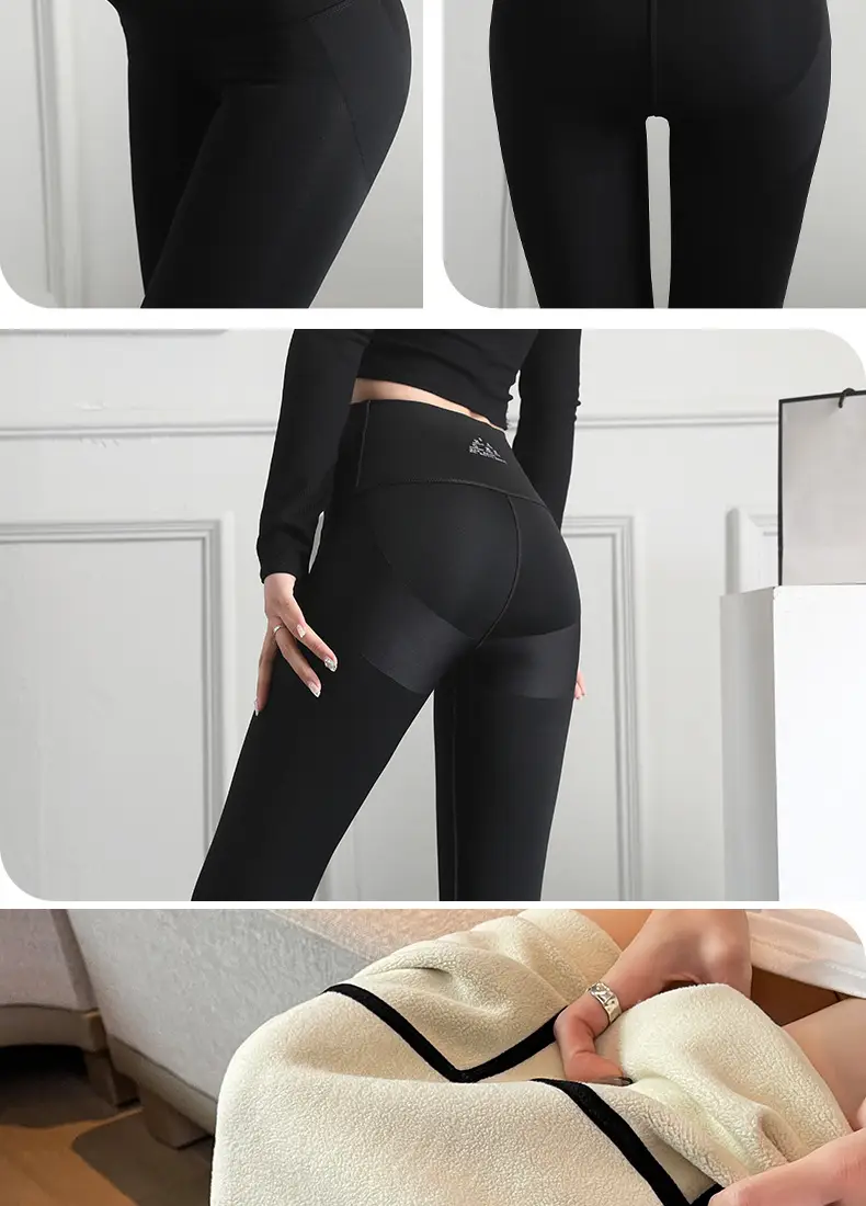 Women's Velvet High Waist Sports Leggings Brown — feature 28