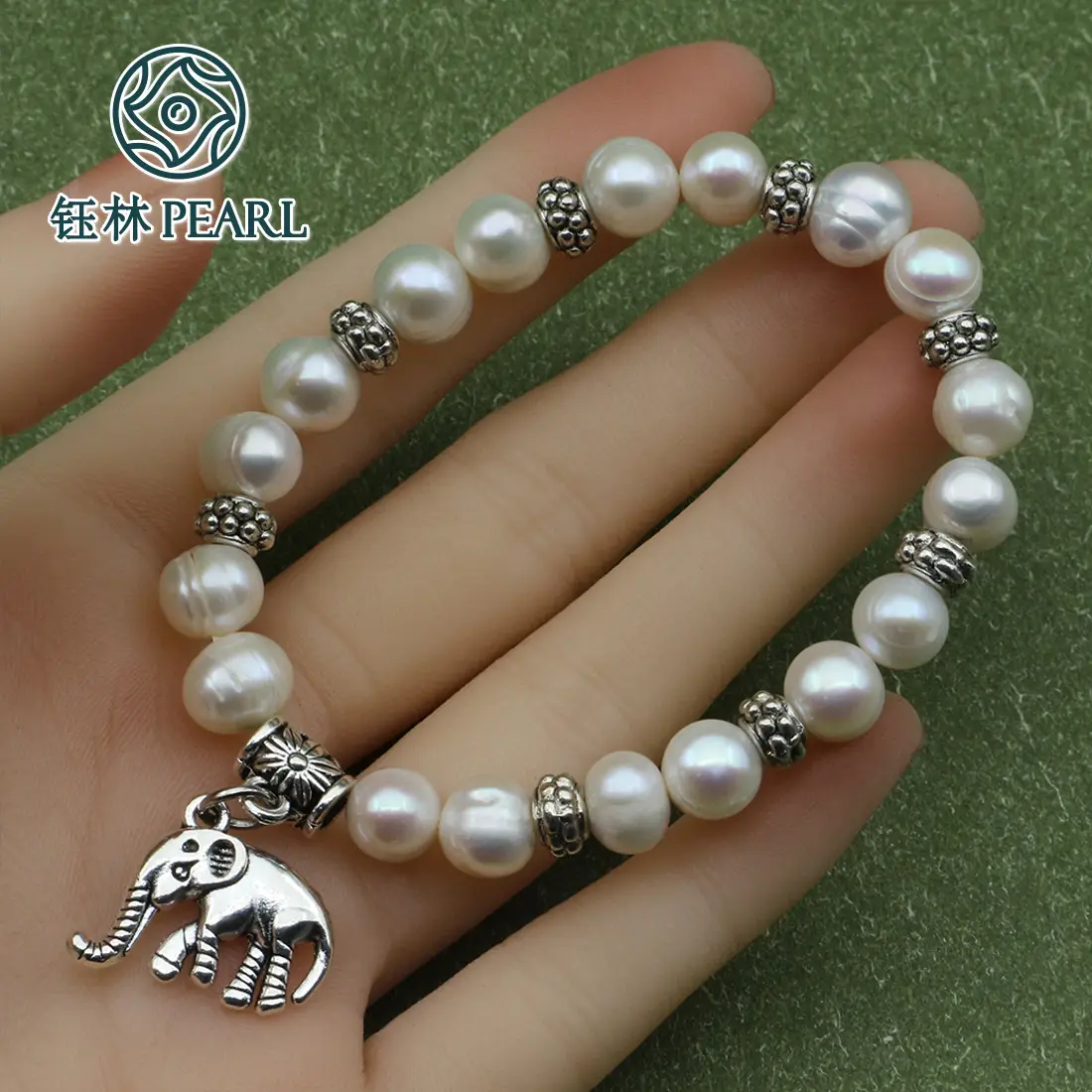 Natural Pearl Elephant Pendant Bracelet for Women