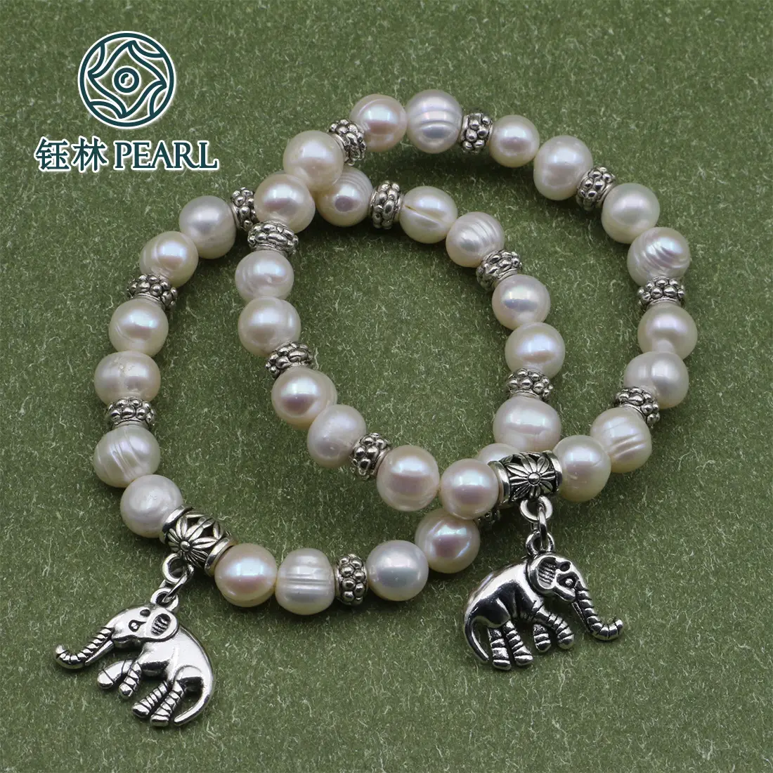 Natural Pearl Elephant Pendant Bracelet for Women