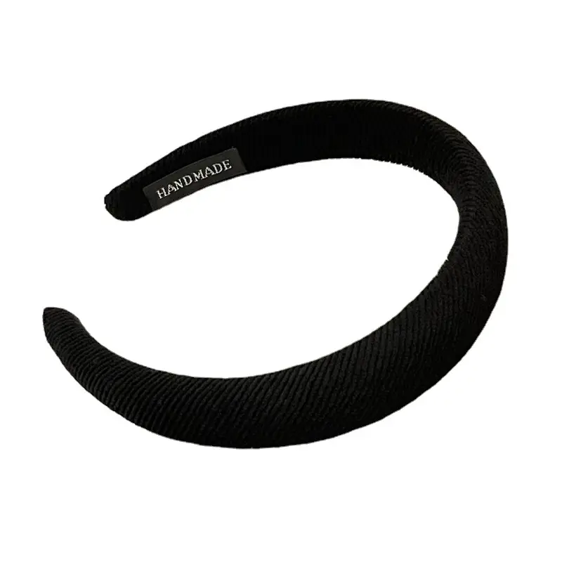 White Twill Knitted Hair Hoop Women's Wide Bristle