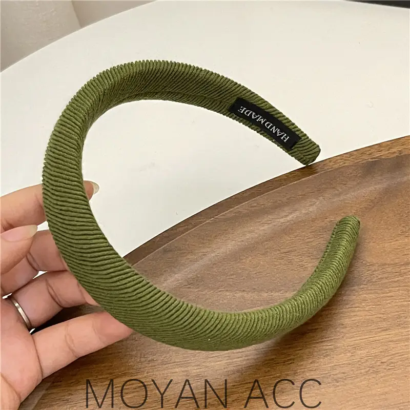 White Twill Knitted Hair Hoop Women's Wide Bristle