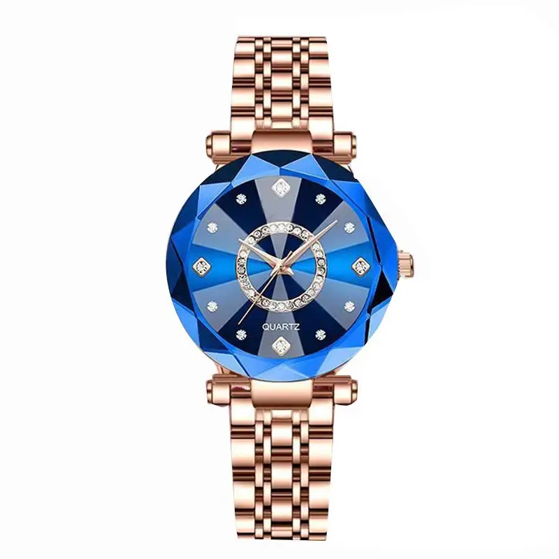 Women's Quartz Gold-Plated Watch, High-Value Simple Alloy Leather Strap Retro Diamond-Encrusted Wristwatch for Middle School Students