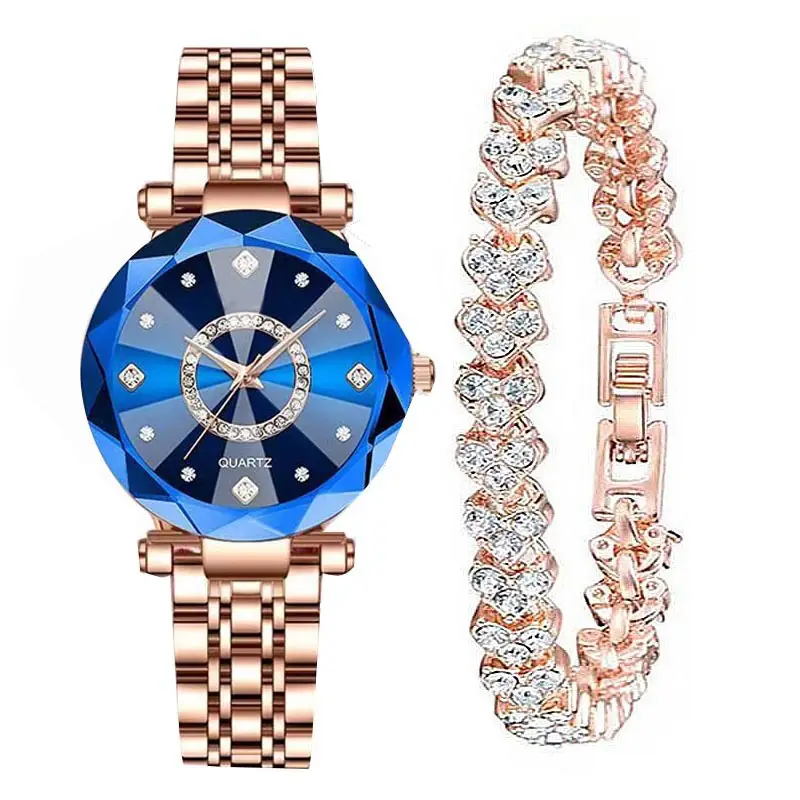 Women's Quartz Gold-Plated Watch, High-Value Simple Alloy Leather Strap Retro Diamond-Encrusted Wristwatch for Middle School Students