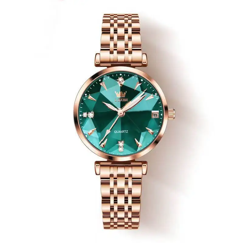 Women's Quartz Gold-Plated Watch, High-Value Simple Alloy Leather Strap Retro Diamond-Encrusted Wristwatch for Middle School Students
