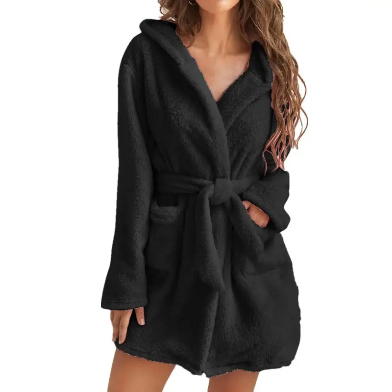 Warm Plush Hooded Cardigan Coat for Women Multi Color