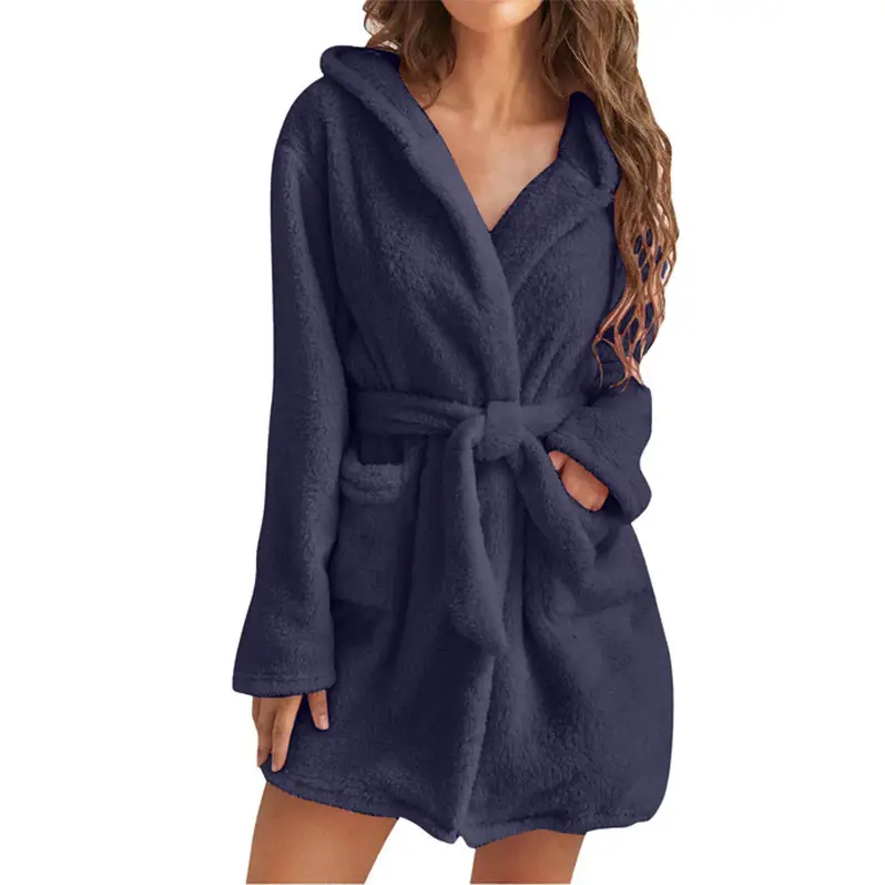 Warm Plush Hooded Cardigan Coat for Women Multi Color