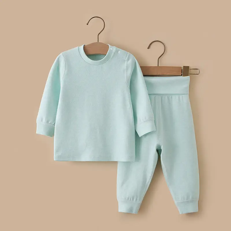 Toddler Pure Cotton Underwear Set Light Blue High-Waisted Pants