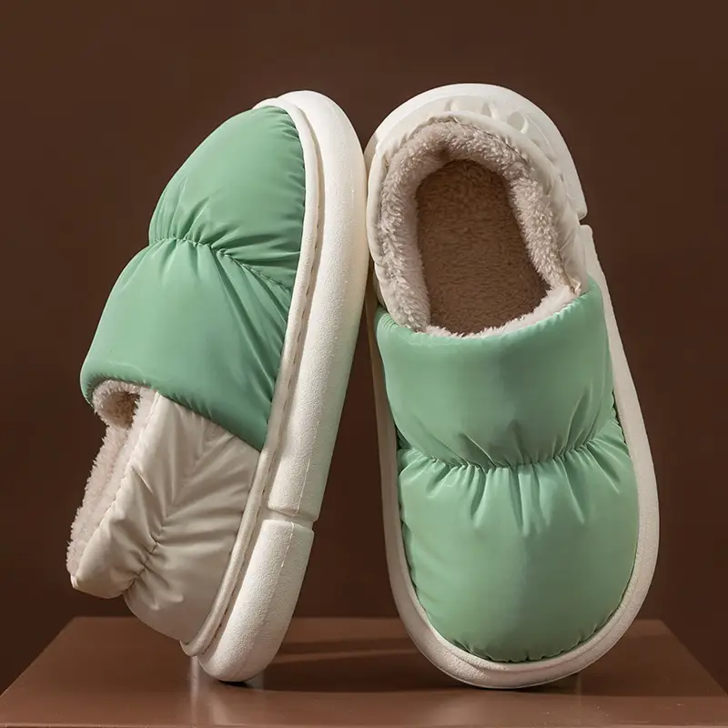 Stomp Feeling Cotton Slippers Women's Winter Heel Fleece-lined Home Indoor Warm Thick-soled Waterproof Postpartum Moon Cotton Shoes - Image 3