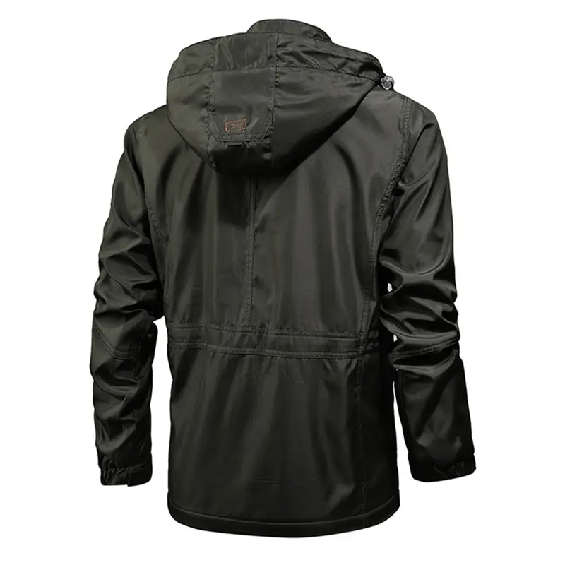 Men's Waterproof Blue Windbreaker Mid-Length Slim Fit - Image 3
