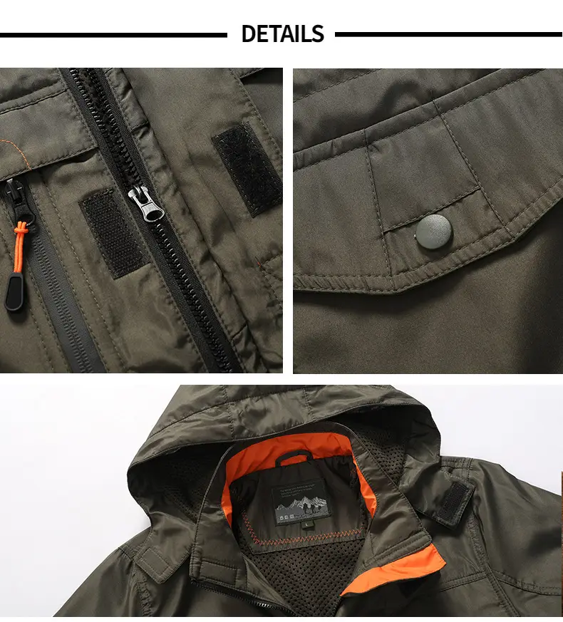 Men's Waterproof Blue Windbreaker Mid-Length Slim Fit — feature 12