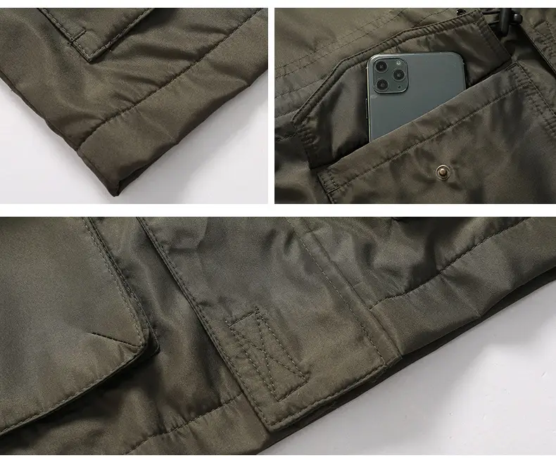 Men's Waterproof Blue Windbreaker Mid-Length Slim Fit — feature 13