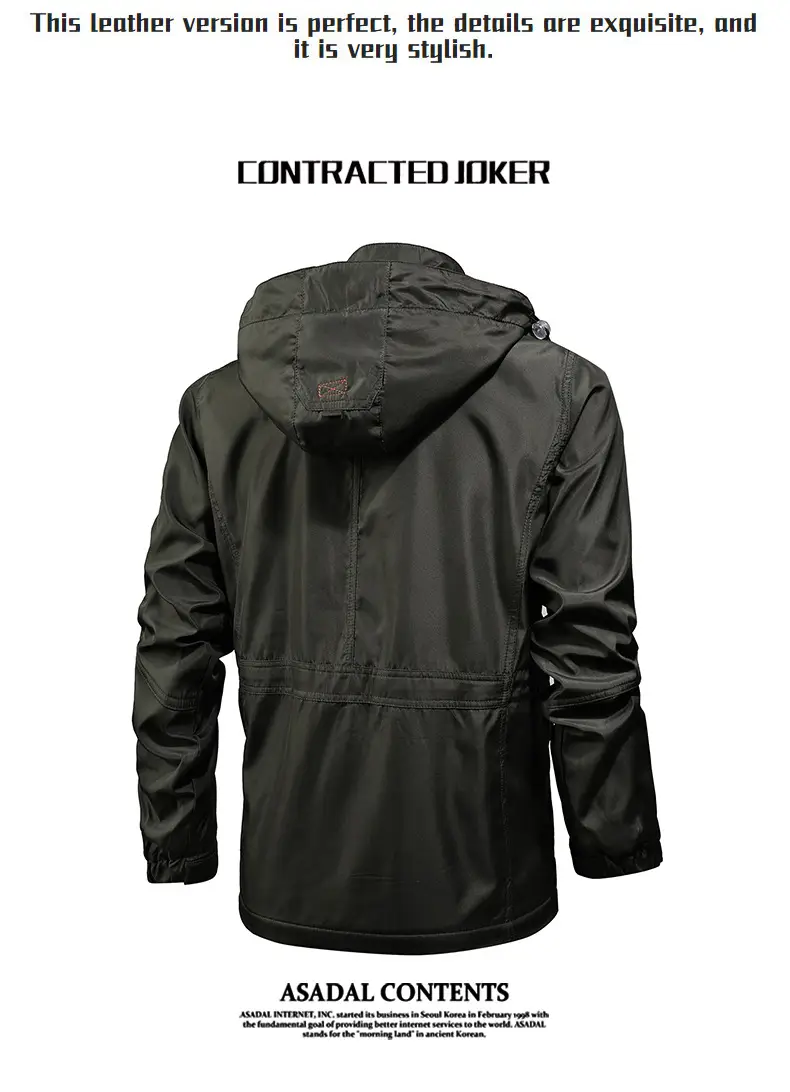 Men's Waterproof Blue Windbreaker Mid-Length Slim Fit — feature 2