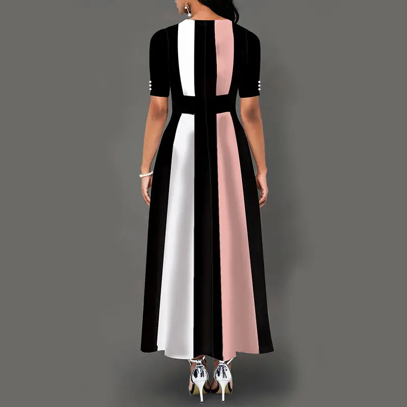 Elegant Long Skirt Dress Black Red White Slim Fit
