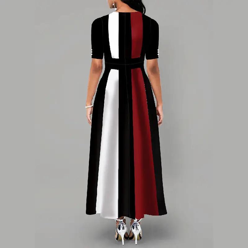 Elegant Long Skirt Dress Black Red White Slim Fit
