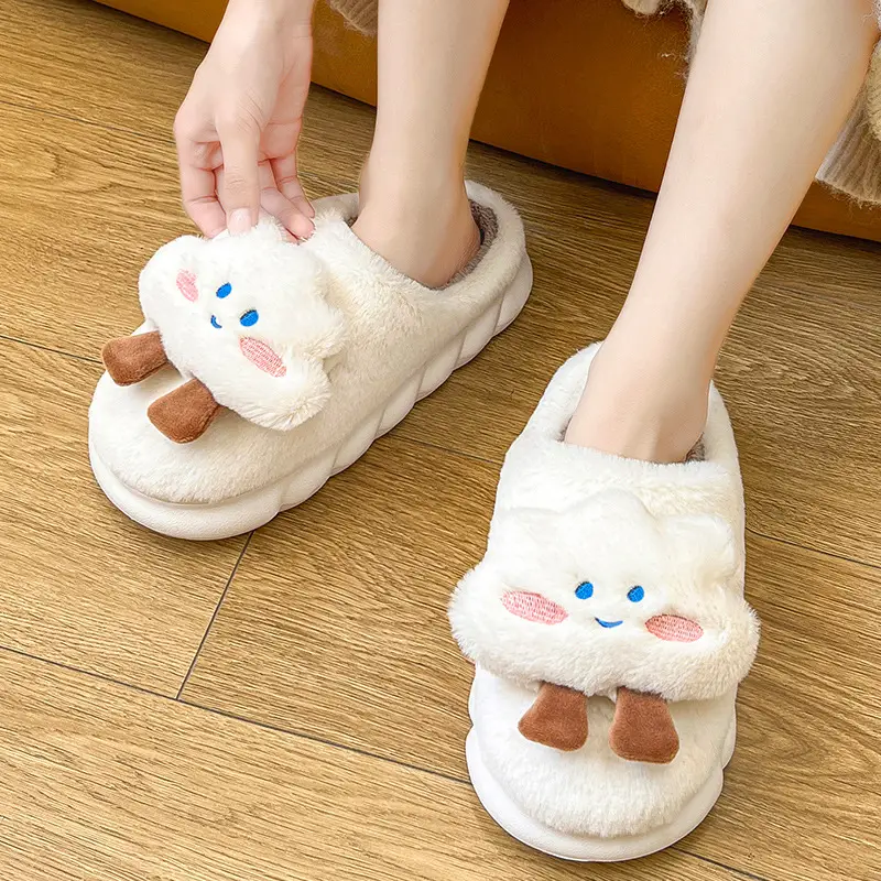 Home Cotton Slippers with Heel for Women, Winter Cloud Thick-Soled Warm Indoor Ladies' Furry Cotton Shoes, Thickened Cloud Cotton Shoes - Image 6