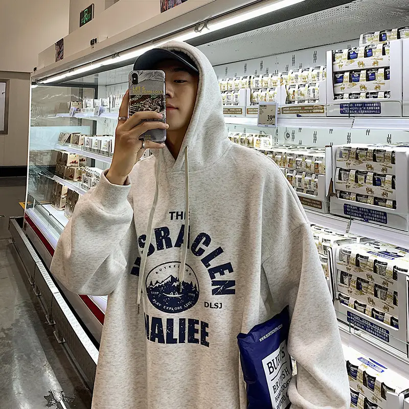 Kids Hooded Sweatshirt Grey BMW Print Loose Fit