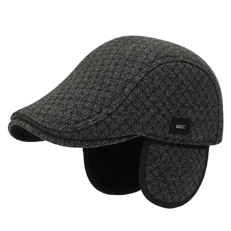 Men's Grey Cotton Ear Protection Hat - Image 4