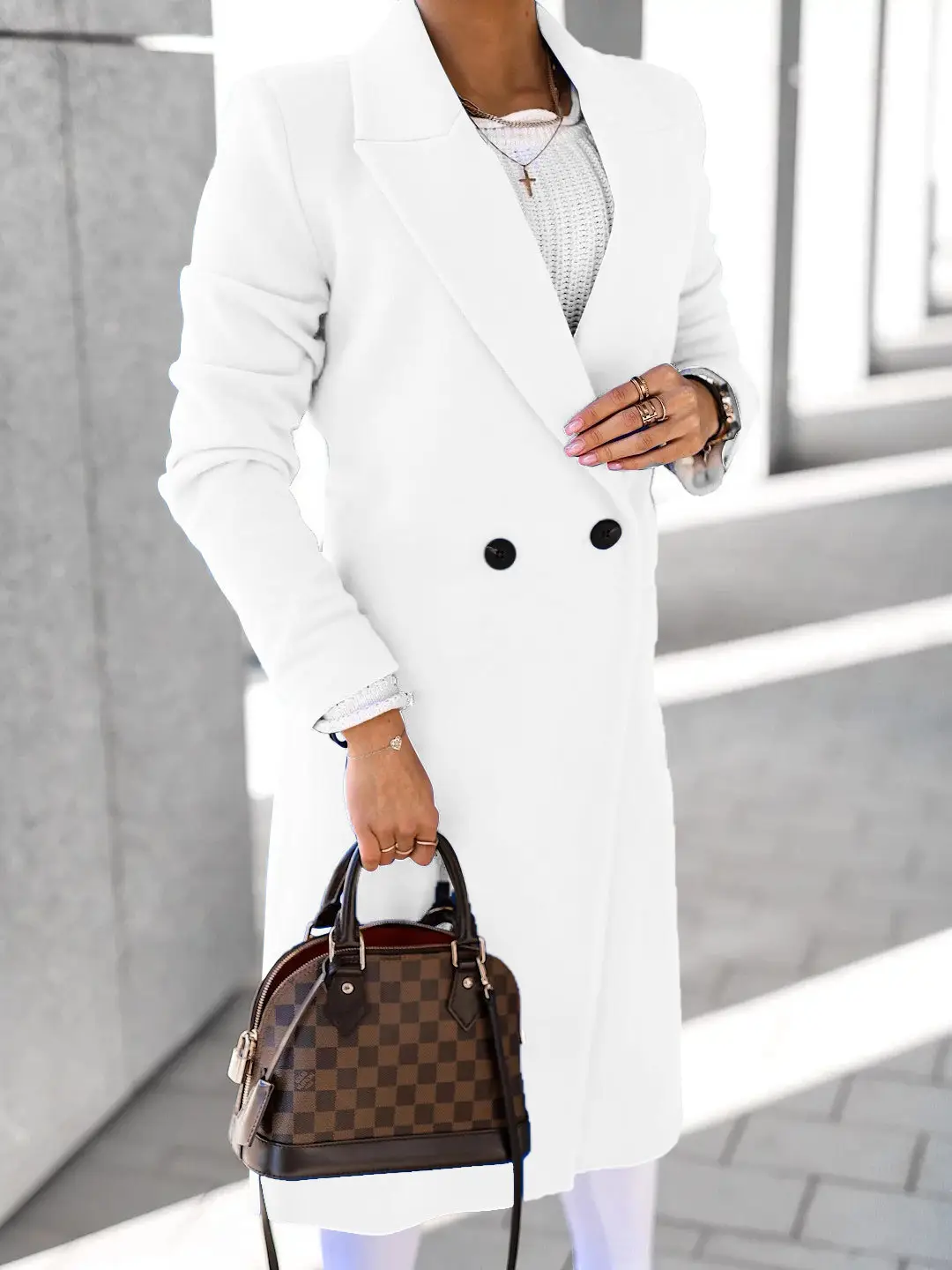 Women Woolen Lapel Jacket Black Button Slit 2025 — feature 43