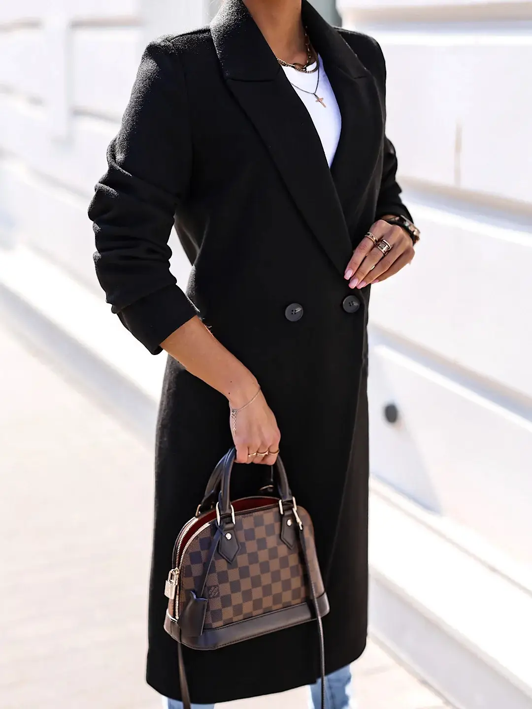 Women Woolen Lapel Jacket Black Button Slit 2025 — feature 45