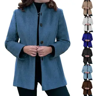 Women Woolen Lapel Jacket Black Button Slit 2025 — feature 9