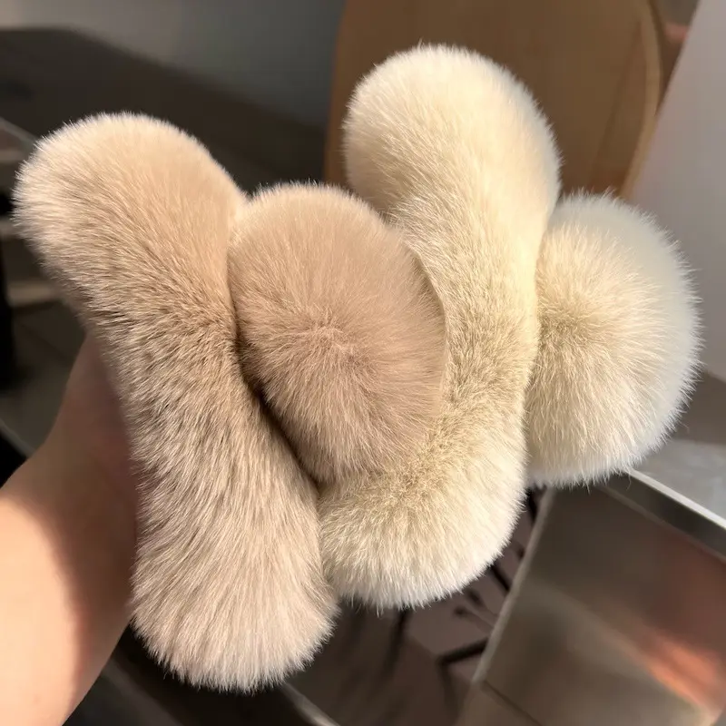 Oversized Plush Grey Hair Clip for Women - Image 55