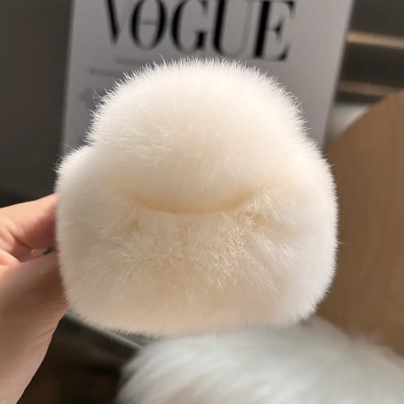 Oversized Plush Grey Hair Clip for Women - Image 32