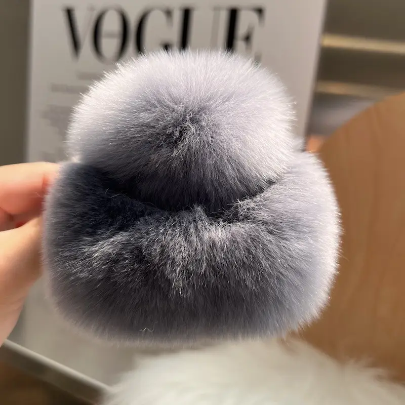 Oversized Plush Grey Hair Clip for Women - Image 34