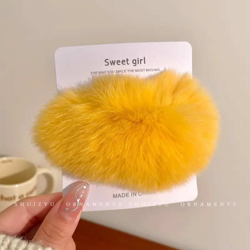 Oversized Plush Grey Hair Clip for Women - Image 46