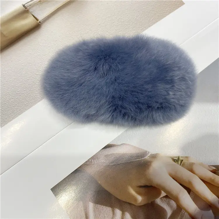 Oversized Plush Grey Hair Clip for Women - Image 48