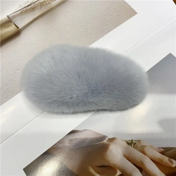 Oversized Plush Grey Hair Clip for Women - Image 51