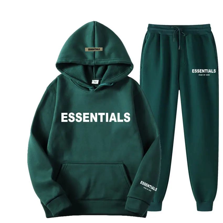 Men Blue Essentials Hoodie Sweatshirt Set - Image 12