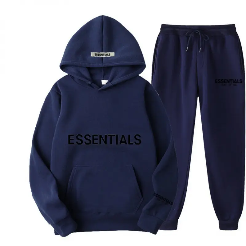 Men Blue Essentials Hoodie Sweatshirt Set - Image 27