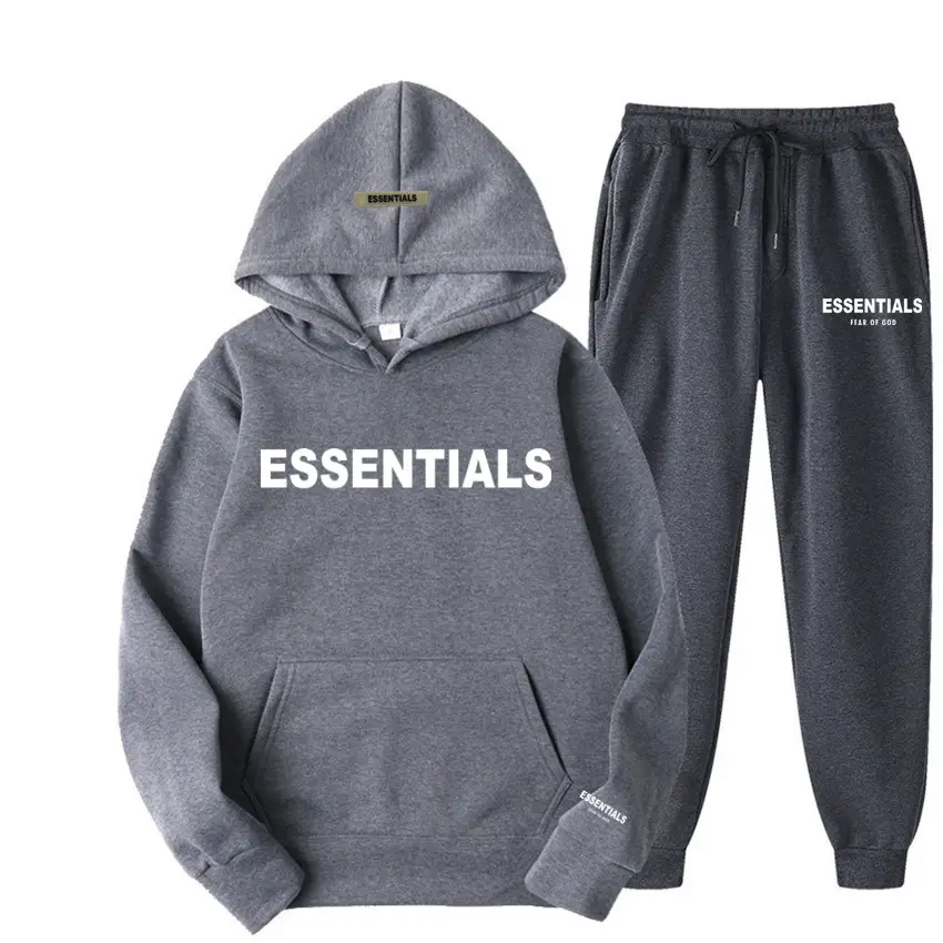 Men Blue Essentials Hoodie Sweatshirt Set - Image 4