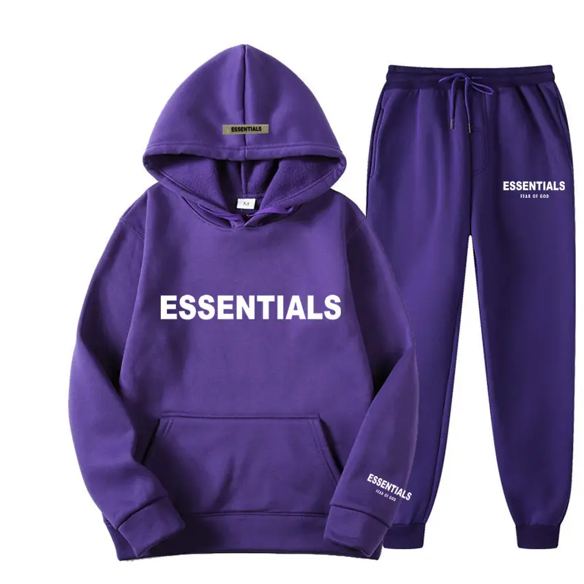 Men Blue Essentials Hoodie Sweatshirt Set - Image 7