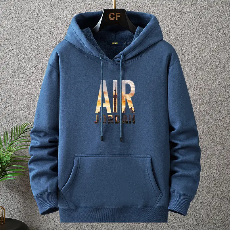 Men Red Air Jordan Hoodie Plus Size Fleece Winter