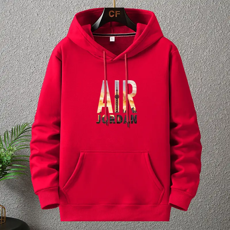 Men Red Air Jordan Hoodie Plus Size Fleece Winter