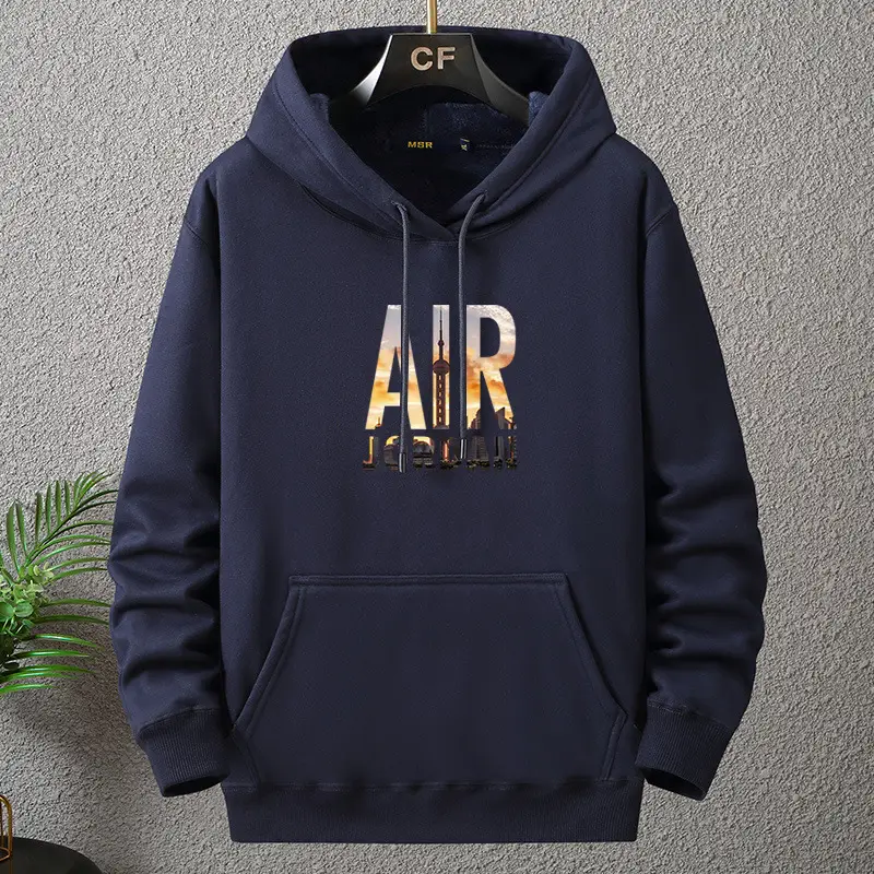 Men Red Air Jordan Hoodie Plus Size Fleece Winter