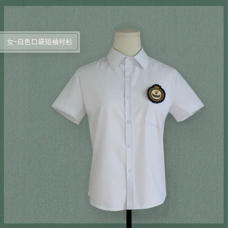 Women Blue Embroidered Short Sleeve Shirt - Image 6