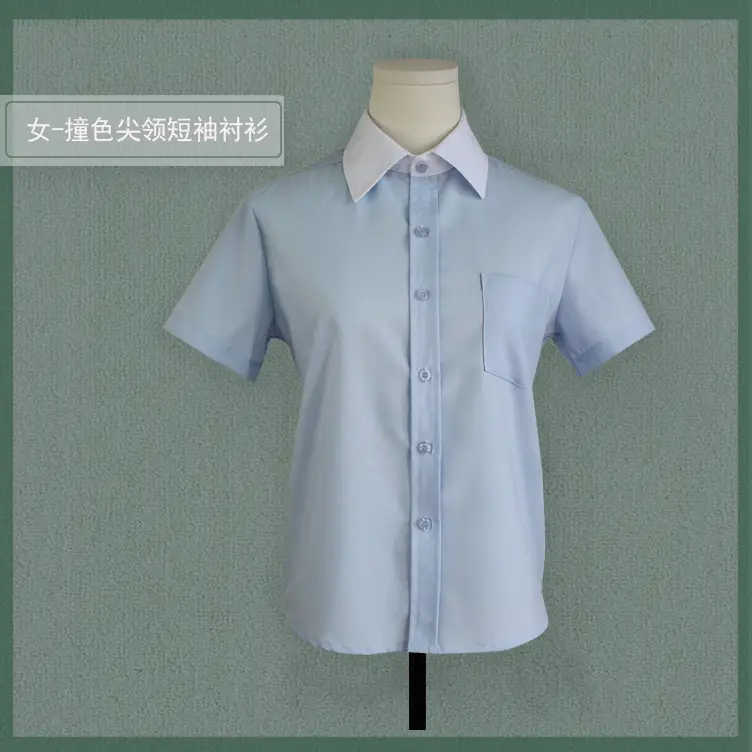 Women Blue Embroidered Short Sleeve Shirt - Image 8